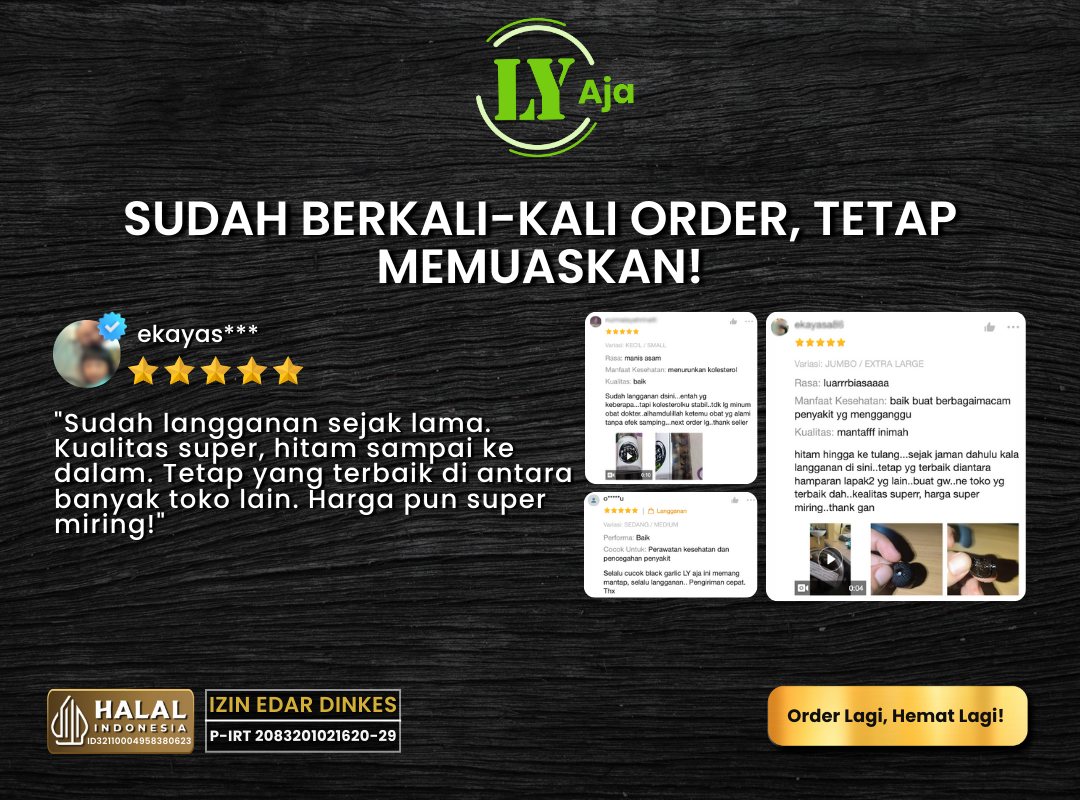 Rasakan sendiri kualitas bawang hitam LY Aja yang bikin ketagihan Testimoni pelanggan puas dengan rasa dan manfaat bawang hitam LY Aja
