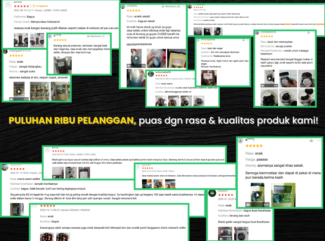Rasakan sendiri kualitas bawang hitam LY Aja yang bikin ketagihan Testimoni pelanggan puas dengan rasa dan manfaat bawang hitam LY Aja