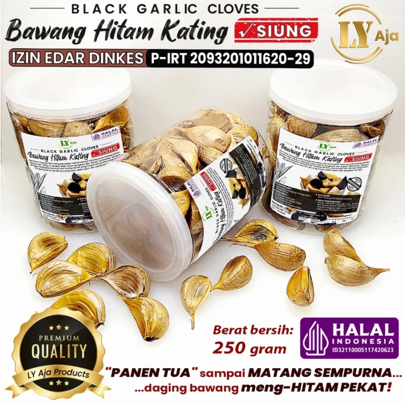 Bawang Hitam Kating SIUNG 250 Gram Black Garlic Cloves LY Aja 215 Gr