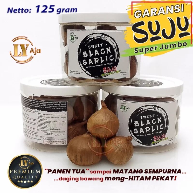 SUPER JUMBO PREMIUM Bawang Hitam Tunggal Lanang 125 Gram LY Aja Sweet Black Garlic 125 Gr