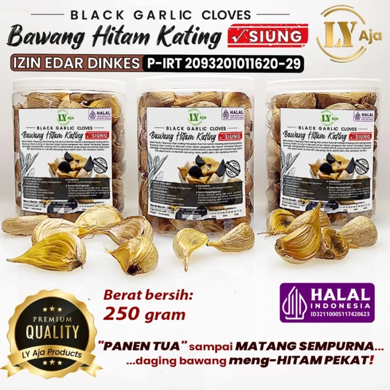 Bawang Hitam Kating SIUNG 250 Gram Black Garlic Cloves LY Aja 215 Gr - Gambar 2