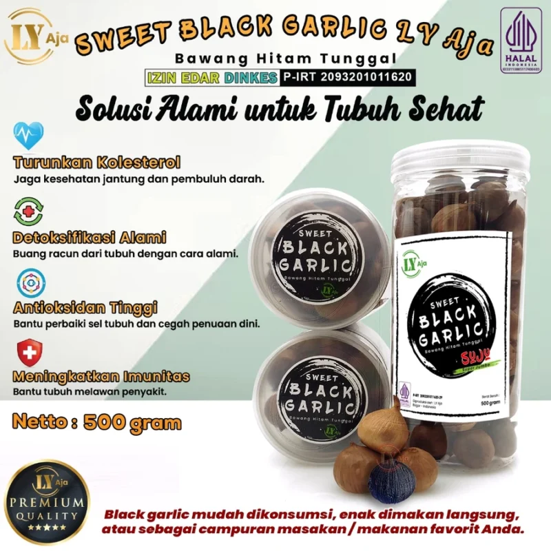 SUPER JUMBO PREMIUM Bawang Hitam Tunggal Lanang 500 Gram LY Aja Sweet Black Garlic 500 Gr - Gambar 2