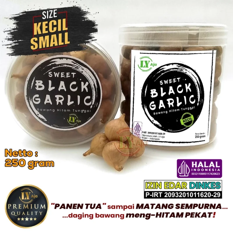 Bawang Hitam Tunggal Lanang 250 Gram LY Aja Jumbo Besar Sedang Kecil Lokal Super Premium Sweet Black Garlic Gr - Gambar 2