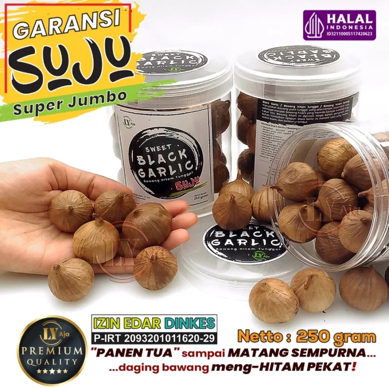 SUPER JUMBO PREMIUM Bawang Hitam Tunggal Lanang 250 Gram LY Aja Sweet Black Garlic 250 Gr - Gambar 3