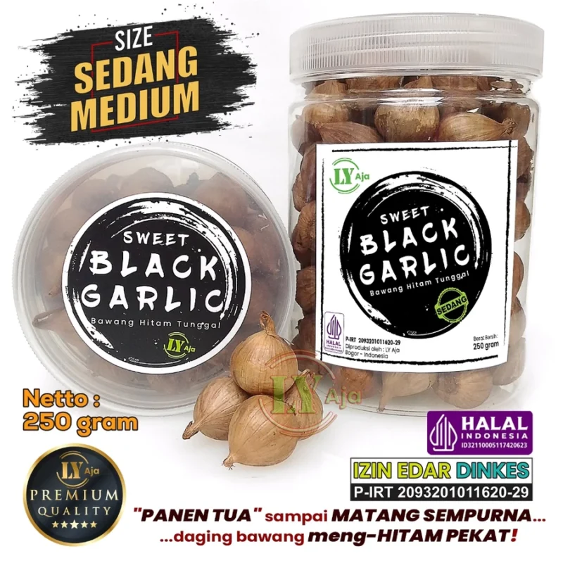 Bawang Hitam Tunggal Lanang 250 Gram LY Aja Jumbo Besar Sedang Kecil Lokal Super Premium Sweet Black Garlic Gr - Gambar 6