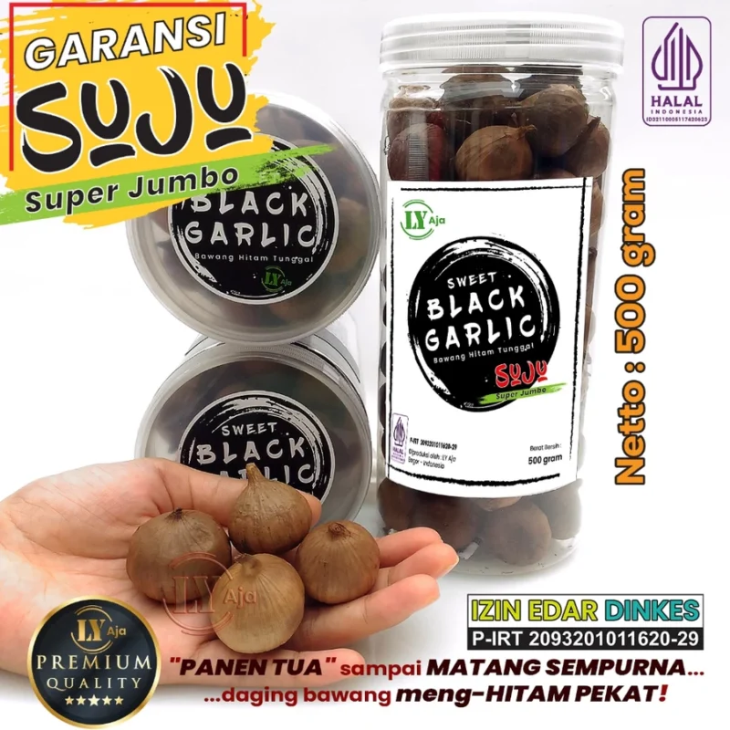 SUPER JUMBO PREMIUM Bawang Hitam Tunggal Lanang 500 Gram LY Aja Sweet Black Garlic 500 Gr - Gambar 3