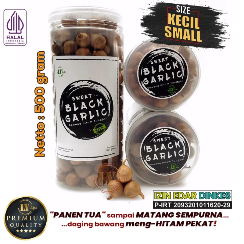 Bawang Hitam Tunggal Lanang 500 Gram LY Aja Jumbo Besar Sedang Kecil Lokal Super Premium Sweet Black Garlic Gr - Gambar 7