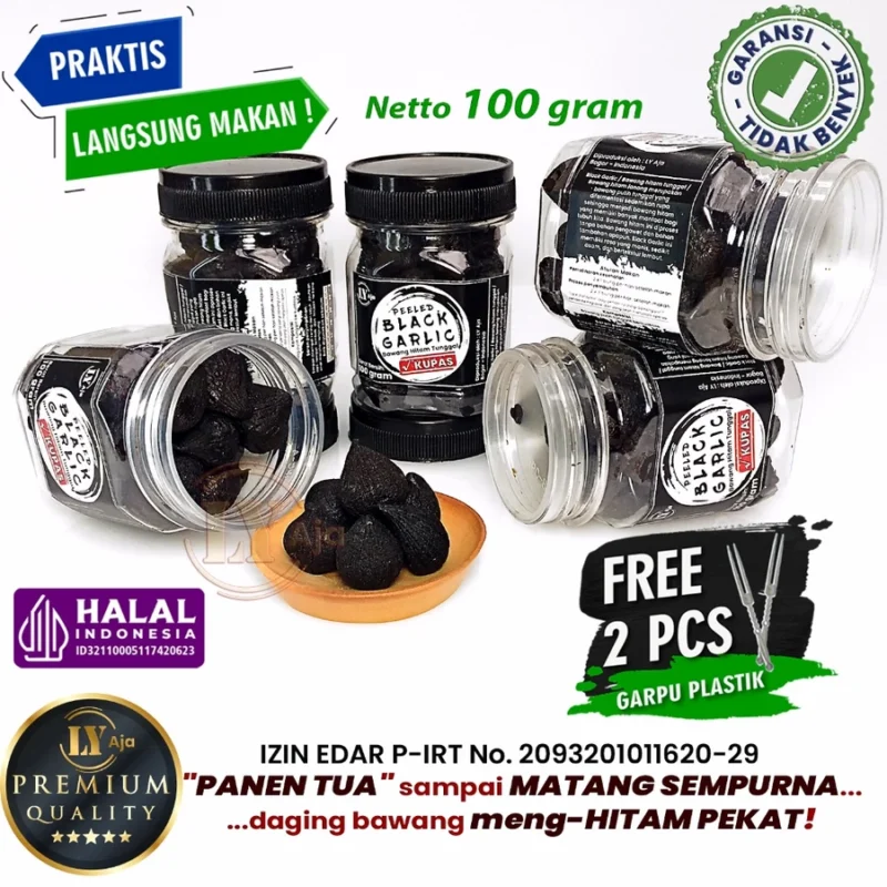 Bawang Hitam Tunggal Lanang dan Kating Kupas 100 Gram LY Aja Peeled Black Garlic 100 Gr - Gambar 6