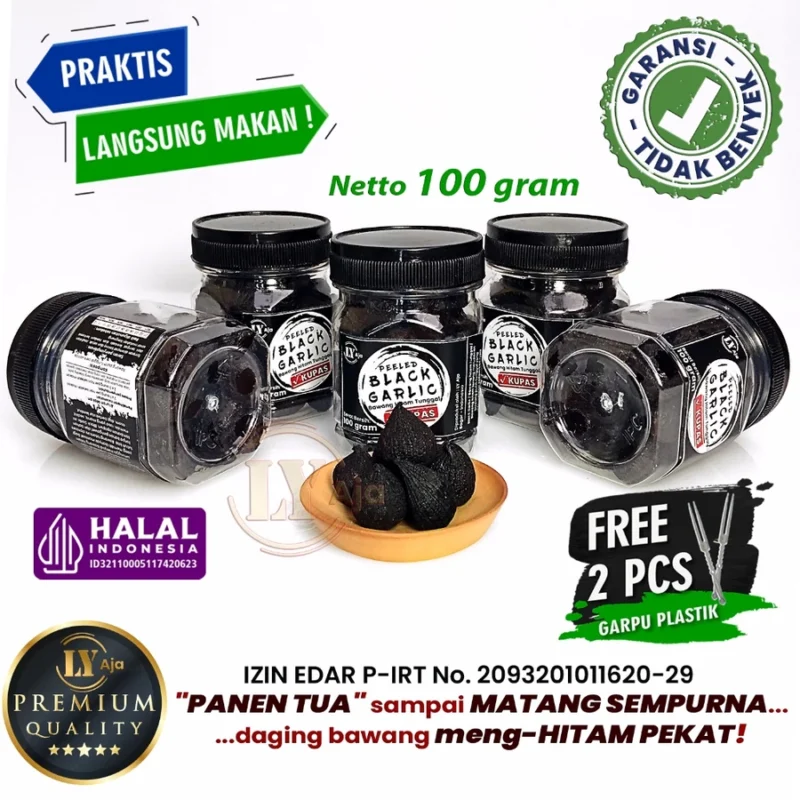 Bawang Hitam Tunggal Lanang dan Kating Kupas 100 Gram LY Aja Peeled Black Garlic 100 Gr - Gambar 5