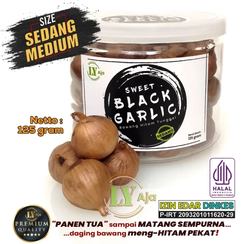 Bawang Hitam Tunggal Lanang 125 Gram LY Aja Jumbo Besar Sedang Kecil Super Premium Sweet Black Garlic 125 Gr - Gambar 8