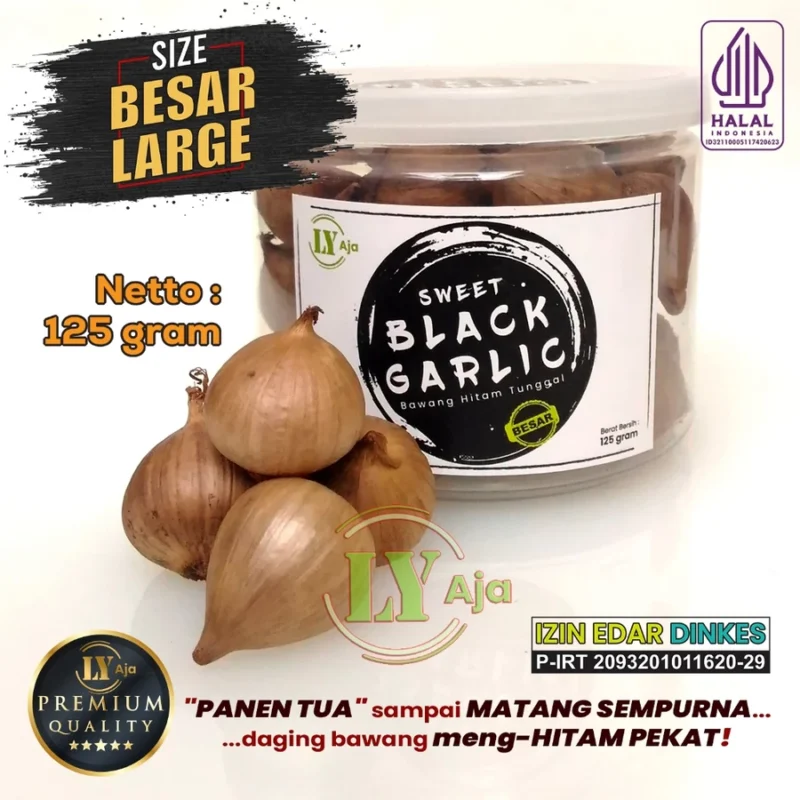 Bawang Hitam Tunggal Lanang 125 Gram LY Aja Jumbo Besar Sedang Kecil Super Premium Sweet Black Garlic 125 Gr - Gambar 7