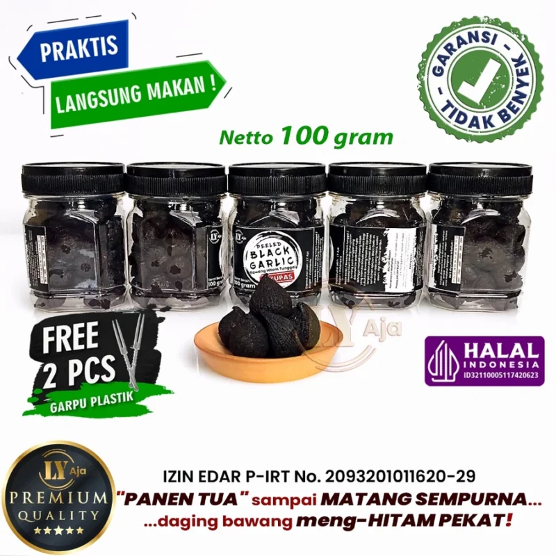 Bawang Hitam Tunggal Lanang dan Kating Kupas 100 Gram LY Aja Peeled Black Garlic 100 Gr - Gambar 3