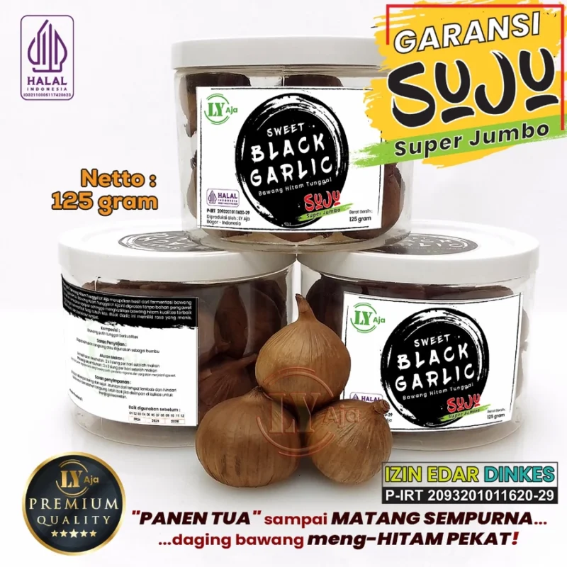 Bawang Hitam Tunggal Lanang 125 Gram LY Aja Jumbo Besar Sedang Kecil Super Premium Sweet Black Garlic 125 Gr - Gambar 5