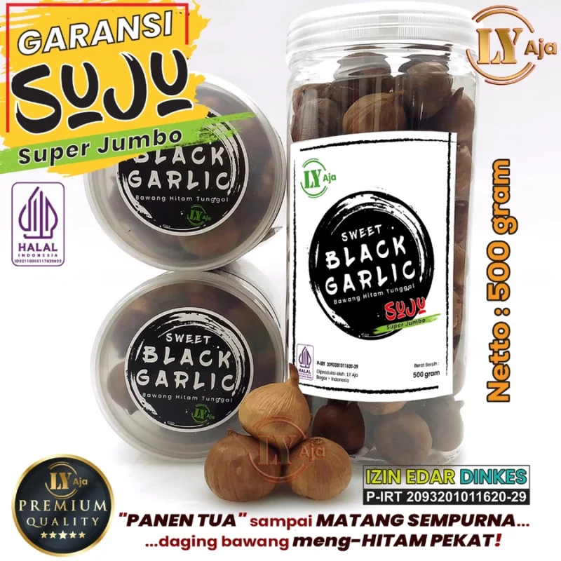 Bawang Hitam Tunggal Lanang 500 Gram LY Aja Jumbo Besar Sedang Kecil Lokal Super Premium Sweet Black Garlic Gr - Gambar 3