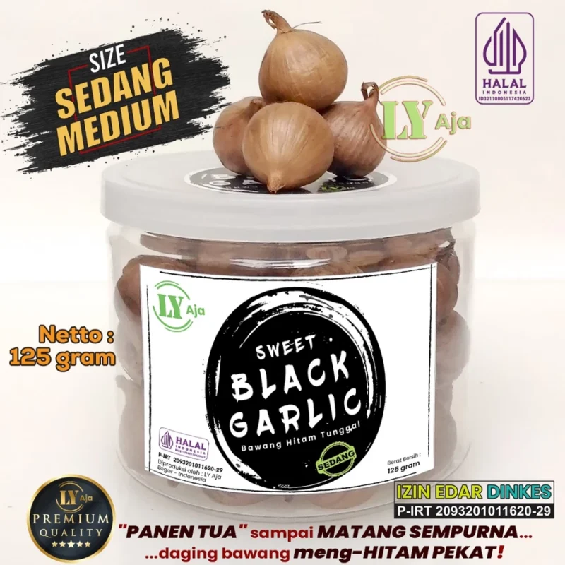 Bawang Hitam Tunggal Lanang 125 Gram LY Aja Jumbo Besar Sedang Kecil Super Premium Sweet Black Garlic 125 Gr - Gambar 4