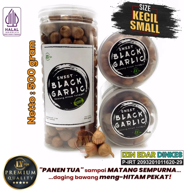 Bawang Hitam Tunggal Lanang 500 Gram LY Aja Jumbo Besar Sedang Kecil Lokal Super Premium Sweet Black Garlic Gr - Gambar 3