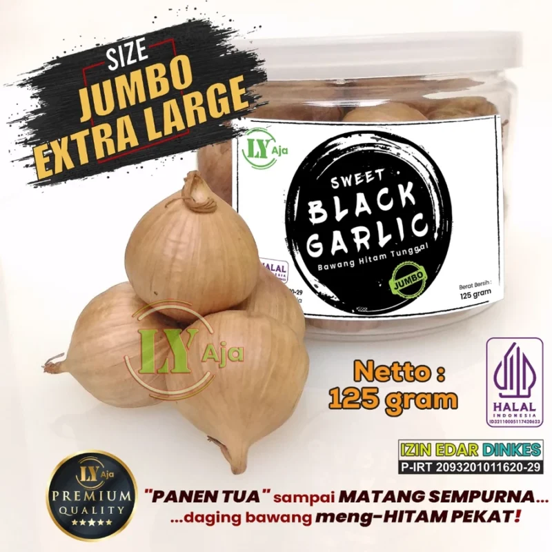 Bawang Hitam Tunggal Lanang 125 Gram LY Aja Jumbo Besar Sedang Kecil Super Premium Sweet Black Garlic 125 Gr - Gambar 6