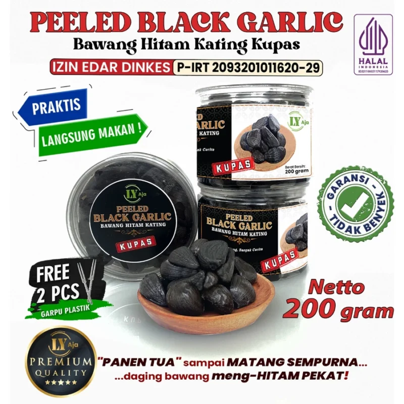 Bawang Hitam Kating Kupas 200 Gram LY Aja Peeled Black Garlic